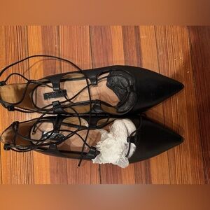 Topshop black lace up pointed flat, 40